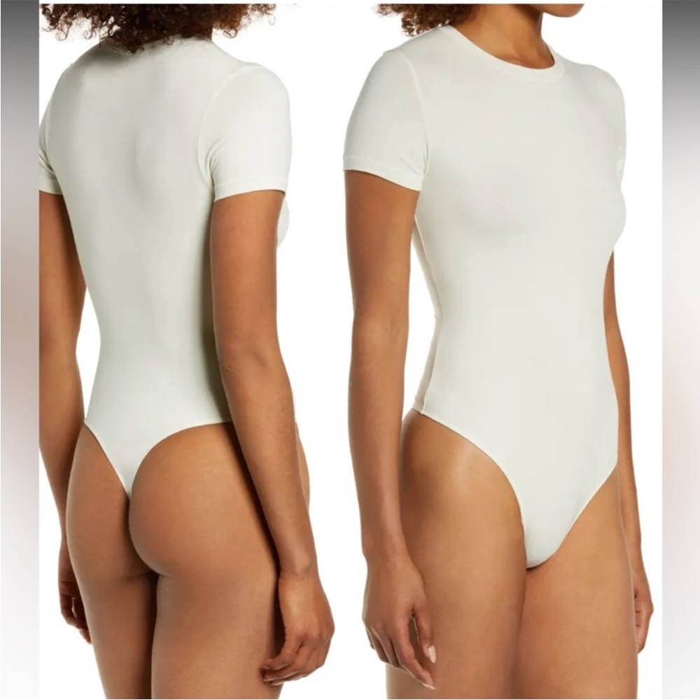 SKIMS Short Sleeve Crew Bodysuit in Ivory Cream - Picture 2 of 16